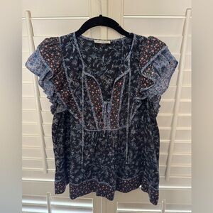 Ulla Johnson Floral Ruffle Sleeve Top